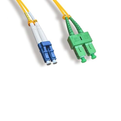 Kentek 5 Meter 5M LCUPC to SCAPC Fiber Optic Cable OS2 9125 Duplex Single-Mode Patch Cord OFNR