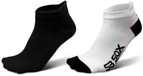 SB SOX - 4 Pairs Compression Ankle Socks, Size Medium (Solid Black + White/Black)