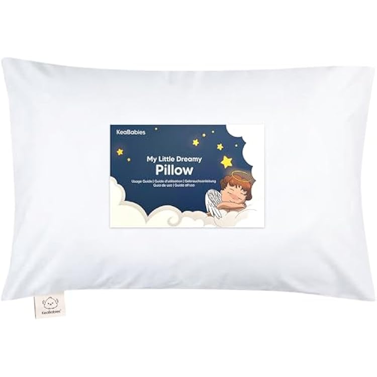 Toddler Pillow with Pillowcase - 13x18 My Little Dreamy Kids Travel Bed Pillows for Sleeping, Organic Cotton Small Pillowcase, Soft & Breathable, Machine Washable, Toddlers 2-5 Years Old Soft White