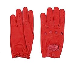 Genuine Leather Gloves for men (Red, Large)