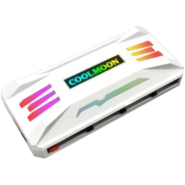 White | Coolmoon 4Pin Cooling Fan 5V 3Pin Argb RGB Controller Household Computer Smairt Controller Control for Computer Pc Case Chassis High for Electronic Component