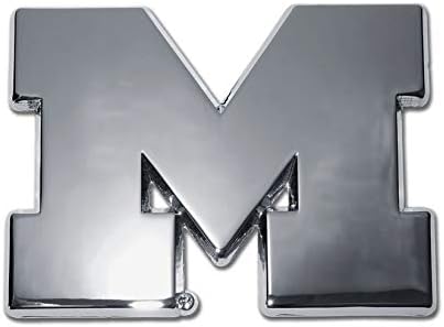 Michigan MICH Wolverines Premium Metal Auto Emblem (Chrome)