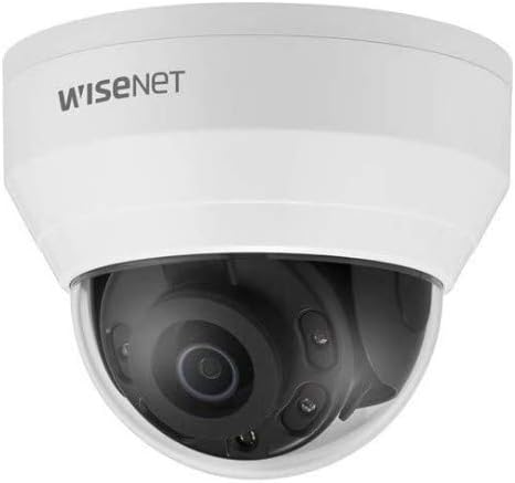 Hanwha Techwin QND-8010R 5MP IR WDR PoE Network Dome Camera with 2.8mm Fixed Lens, RJ45 Connection.