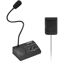 Dual-Way Window Intercom,Window Speaker System,Anti-Interference Intercommunication Microphone.for Business,Bank,Office,Hospital,Counter,Store,Station,School,Ticket Window (Black)