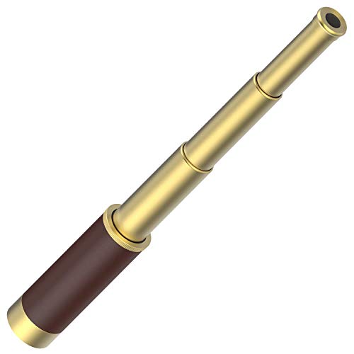 Pirate Monocular Telescope, 25x30 High Powered Zoomable Collapsible Brass Spyglass Handheld Waterproof Telescope Monocular for Bird Watching Hunting Hiking Travelling