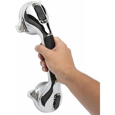 HealthSmart 12 Suction Cup Grab Bar, Safety Hand Rail, Support - Handicap, Elderly, Injury, Senior Assist, Color Indicator Showing when Bar is Secure, Chrome