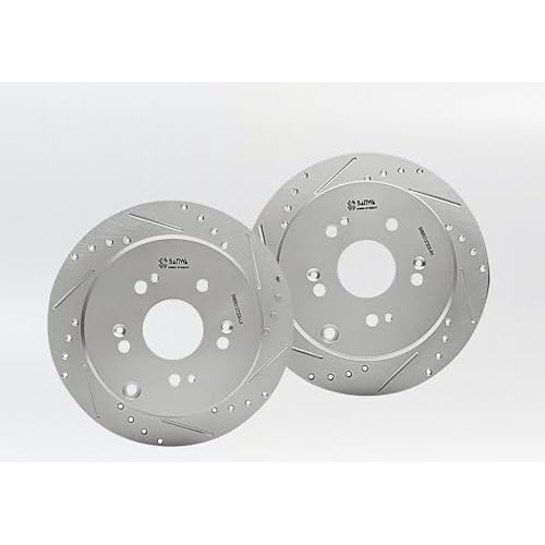 Sanwa Pair of 2 Rear Lh & Rh Brake Rotors 304.5mm Drilled & Slotted Geomet Coated Compatible with Acura RDX Honda CR-V 2005-2018 2.3L 2.4L 3.5L [31372]