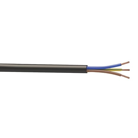 3 Core Round black Flex Flexible Cable 0.75 MM - 3 metre Cut Length