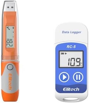 Elitech RC-5 Reusable Temperature Data Logger Recorder USB 32000 Points & RC-51 Pen-shaped Temp Data Logger Thermometer Programmable Monitor for Cold Chain Refrigerator