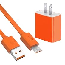 Charger Charging Cable Compatible with Ring Enabled Video Doorbell (Released in 2020) 2/3/3 Plus/ 4, Doorbell Pro, Peephole Cam, Camera Battery Replacement Micro USB Charger Cord(Orange)