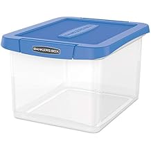 Bankers Box Heavy Duty Plastic File Storage, Letter/Legal Files, 14" X 17.38" X 10.5", Clear/Blue, 2/Pack