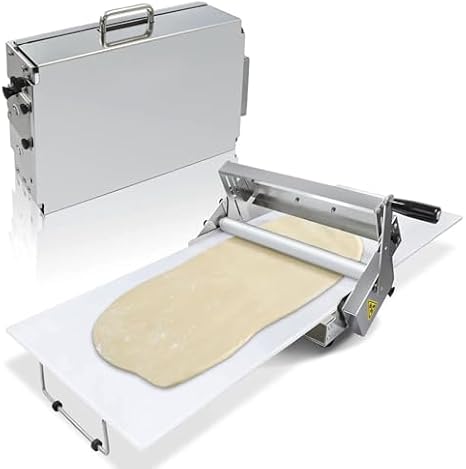 Manual Dough Seater Machine - Stainless Steel Adjustable Thickness Roller for Making Pizza, Pastry and Fudge Crust