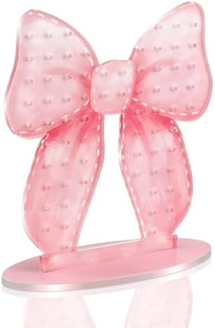 RattanView Pink Bow Acrylic Earring Holder Organizer 70 Holes/35 Pairs Earring Display Stand & Storage Rack with Solid Base, Jewelry Organizer Gifts for Girls and Women