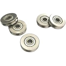 Industrial Bearing Steel V Groved Wire Pulley Bearing Wheels Roller V Groove Sealed Guide Rail Ball Bearings 5x22x5mm, 5 Pcs