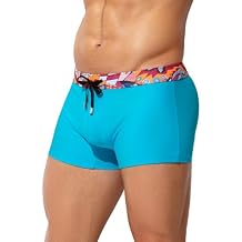 Arjen Kroos Mens Swim Briefs Square Leg Board Short Quick-Dry Swimwear with External Drawstring Stretch Beach Trunks