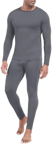 PrinStory Men's Thermal Underwear Long Johns - Cold Weather Base Layer Set Elasticity Top and Bottoms for Men S-2XL