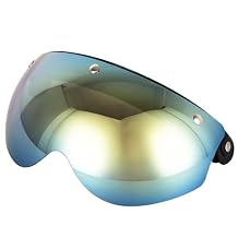 Soman Universal 3-Snap Visor Retro Pilot-Style for Open Face Motorcycle Helmet (Gold)
