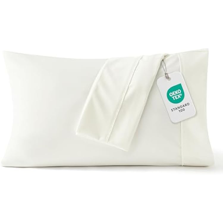 Bedsure Pillow Cases Standard Size Set of 2 - Ivory White Brushed Microfiber Pillowcases, Super Soft and Cozy Pillow Case Covers with Envelope Closure for Kids, Wrinkle, Fade Resistant, 20x26 Inches