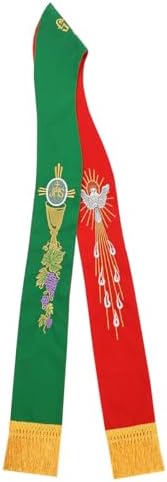 BLESSUME Church Reversible Stole Priest Pastor Stole Grape Chalice Dove Embroidery