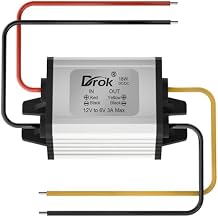 DROK 12V to 6V Reducer - Waterproof 12V to 6V Step Down Converter DC to DC Buck Converter Voltage Regulator 8V-35V to 6V 3A 18W
