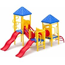 Garneck Miniature Dollhouse Playground Set with Slide Colorful Plastic Mini Size Playground for Dollhouse or Sand Table DIY Craft Home Decor Gift for Toddlers Kids Girls Boys Ages 3-8