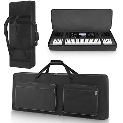 76 Key Piano Keyboard Case Bag 46.46 x 5.11 x 17.91,Portable Padded Keyboard Gig Bag with Handles and Adjustable Backpack Straps with 4-Pocket for Keyboard Accessaries Black