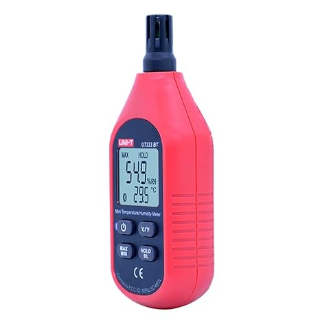 UNI-T Bluetooth Digital Air Temperature Humidity Meter Thermometer Hygrometer Gauge Tester LCD Display -10C~60C/0% RH~100% RH (UT333BT)