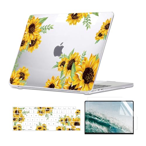 Compatible with MacBook Air 13 inch Case Floral, Sunflower Clear Hard Case with Keyboard Cover & Screen Protector Compatible for MacBook Air 13 Old Version 2010-2017 A1466 &A1369