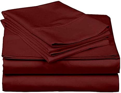 Yarns of Cotton Full Burgundy Solid Convertible Sofa Sheet Set - 4 Piece Set - 100% Cotton 500 Thread Count - Fits Mattresses Up to 7" Drop
