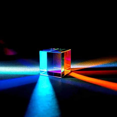 Colorful Optical Glass X-Cube Prism RGB Dispersion Prism for Physics Teaching Research Decoration Art Education (50MM)