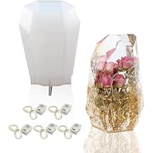 Large Gem Stone Resin Mold, Epoxy Resin Casting Craft Mold for Flower Preservation Bookends with 5 Fairy Light Without Battery