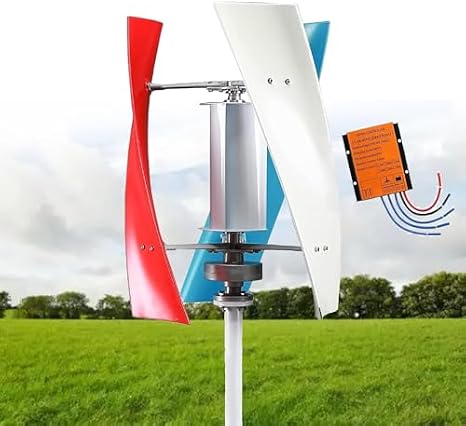 Wind Turbine Generator Kit Charge Controller Vertical Turbines Generator Energy Electricity Equipment，20000W Vertical Wind Turbine Generator Kit - 3 Blades Hybrid Windmill System with Contro