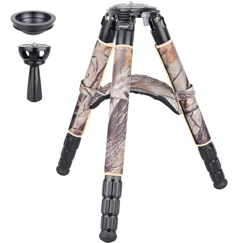 Carbon Fiber Tripod Heavy Duty Bowl Tripod with Camouflage Sleeve ARTCISE AS90CG with 75mm Bowl and Adapter 10 Layers Carbon Fiber 40mm Leg Tube Max Load 88 Lbs40kg