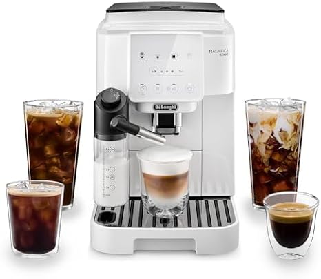 De'Longhi デロンギ Fully Automatic Coffee Machine Magnifica Start ECAM22062W, Coffee Maker, Espresso Machine, 4 Menu Options, LatteCrema System, My Latte Feature, Cafe Latte, Automatic Milk Frother