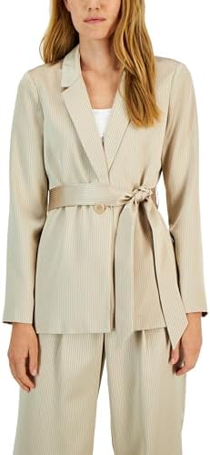 Womens Tie Waist Satin Blazer