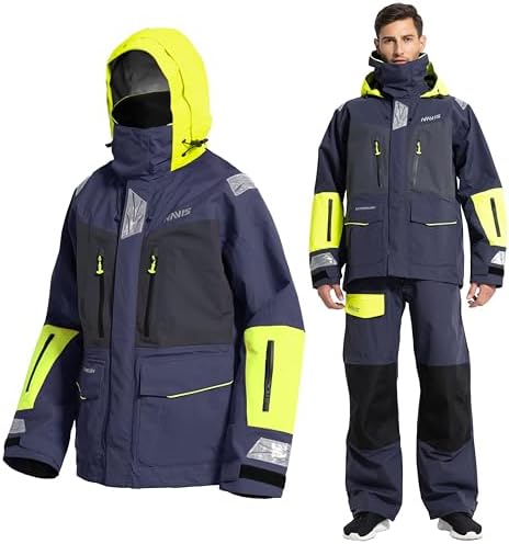 Mens PRO 3-Layer Waterproof Sailing Jacket with Hi-Vis Hood for Offshore Fishing & Ocean Work