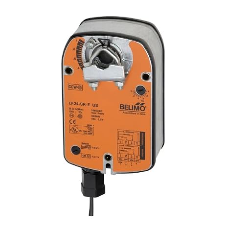 BELIMO LF24-SR-S US 24 VAC/DC, 35 LB-in, Ambient Temperature: -22 F to +122 F, Damper Actuator, Direct COUPLED, Proportional, Spring Return