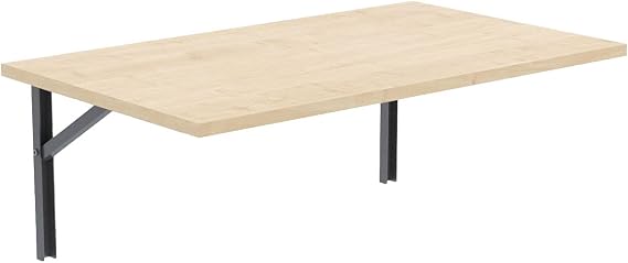 AKKE Folding Table Wall Folding Table Dining Table - Foldable Space-Saving - Rectangular - 90 cm x 60 cm - Maple