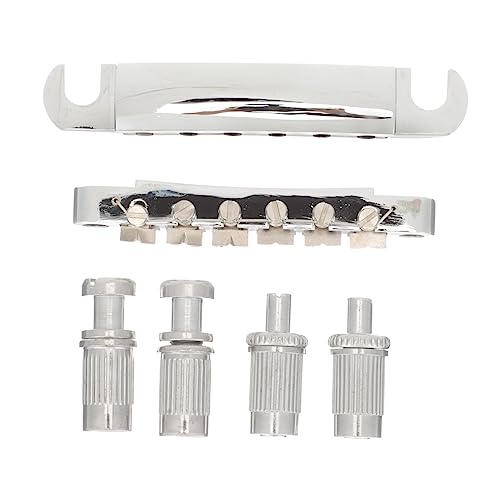 Electric Guitar Bridge Tailpiece with Studs and Screws Metal Saddle Bridge Replacement for 6-String Electric Guitars Compatible with Models