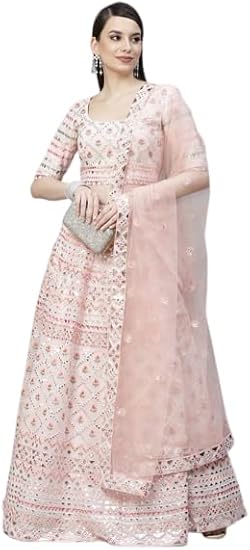 Mirraw Georgette Embroidered Choli Blouse with Semi Stitched Lehenga Dupatta Navratri Dandiya Garba Festival