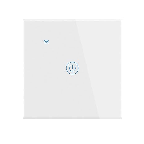 Smart Touch Light Switch, White Waterproof Switch with LED Backlight, WiFi 2.4GHz Touch Switch, Smart Life/Tuya Remote Control, Works with Alexa, Google Home, 1 Gang