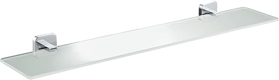 JASSFERRY 600mm Bathroom Shelf Wall Mounted Frosted Glass Shelving Chrome Storage Organizer with for Shower Bath