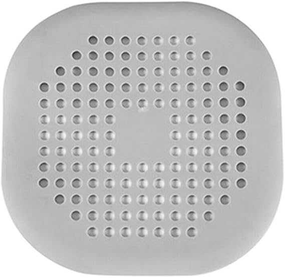 Grey Shower Drain Hair Catcher with Suction Cups, Silicone Foldable Sink Strainer Protector Drain Cover for Sinks Baths Bathtub Showers