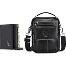 BAIGIO Genuine Leather Wallets for Men Small Messenger Bag Crossbody Shoulder Bag