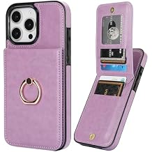 KIHUWEY for iPhone 16 Pro Max Case Wallet with Credit Card Holder, 360 Rotation Ring PU Leather Magnetic Clasp Kickstand Heavy Duty Protective Cover for Women and Men 6.9 Inch (Purple)