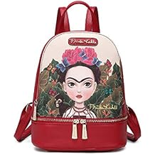 Frida Kahlo Cartoon Licensed Cute Backpack (Red)