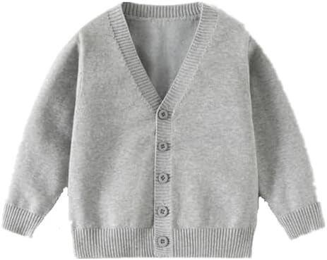 Boys Cotton Cardigan Sweater Button-up V-Neck Knit Basic Casual Outerwear