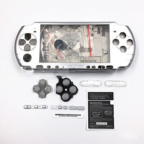 Full Shell Housing Case Cover with Buttons Kit Set for PSP3000 PSP 3000 3001 3002 3003 3004 Series Replacement - Silver