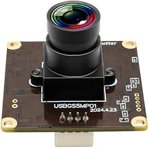 Webcamera usb 5mp Global Shutter USB Camera Module for Computer 60fps High Speed PC Camera Mini UVC USB2.0 Lightburn Camera for Laser Engraver Wide Angle Mini-Sized Webcam for Linux, Windows, Android