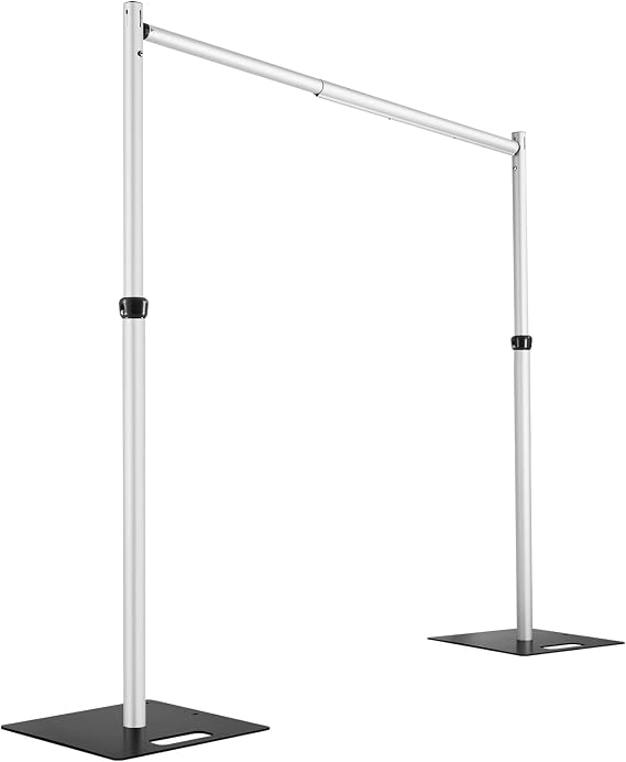 Hecis Heavy Duty Backdrop Stand, 10x10ft Pipe and Drape Stand Kit, Adjustable Arch Backdrop Stand, Back Drop Stand for Party Event, Trade Shows & Wedding Decor